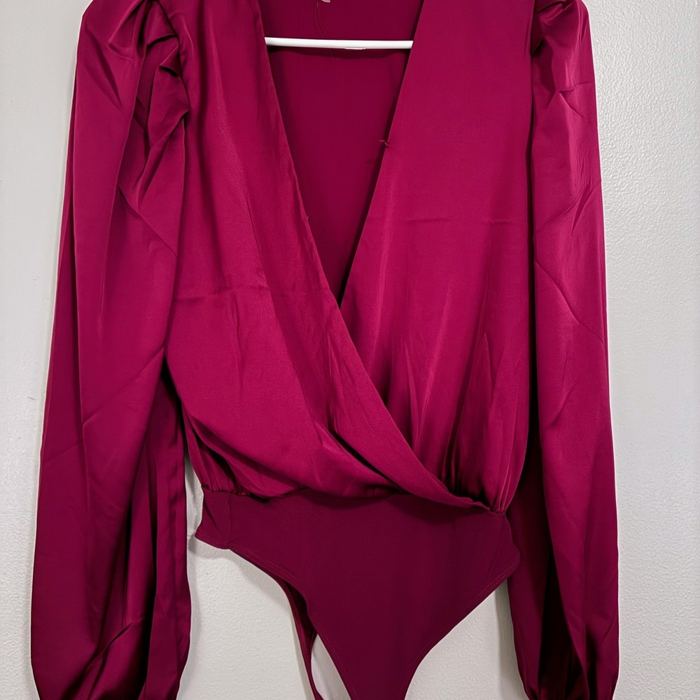 Express Magenta Satin Bodysuit NWOT